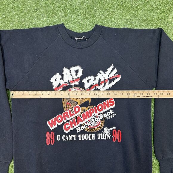 Vintage Detroit Pistons Bad Boys 89/90 Championship Hammer Time Crewneck Size L - Picture 6 of 6